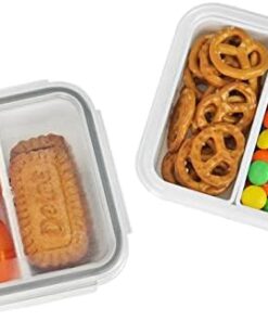 carrotez 2 Compartment Snack Containers, Small Food Storage Containers, Small Snack Containers with Airtight Lids for Mini FR